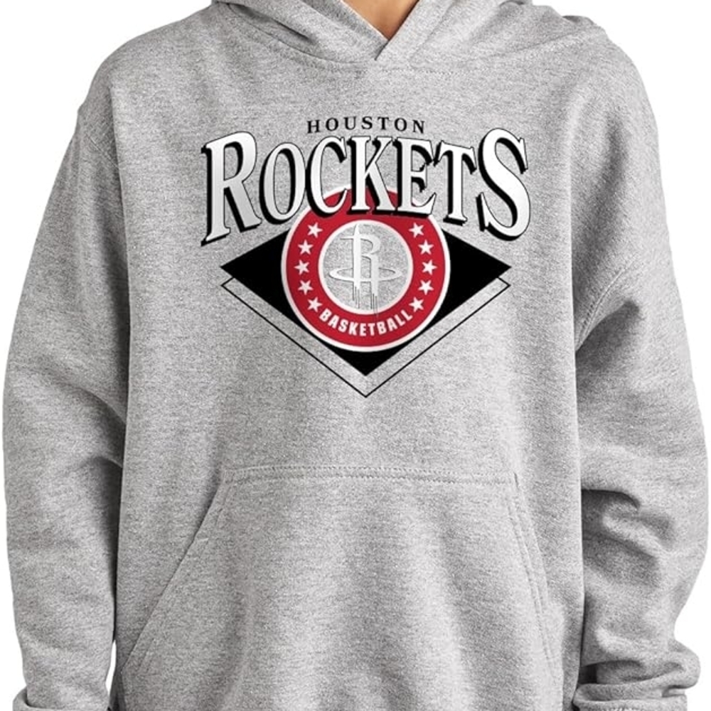 Houston Rockets YOUTH MEDIUM Gray Hooded Sweatshirt Hoodie NBA Basketball
